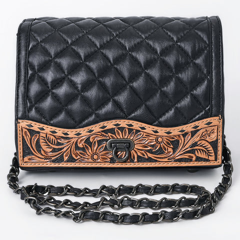 American Darling Quilted Leather Crossbody | Hand-Tooled Floral Accent Purse