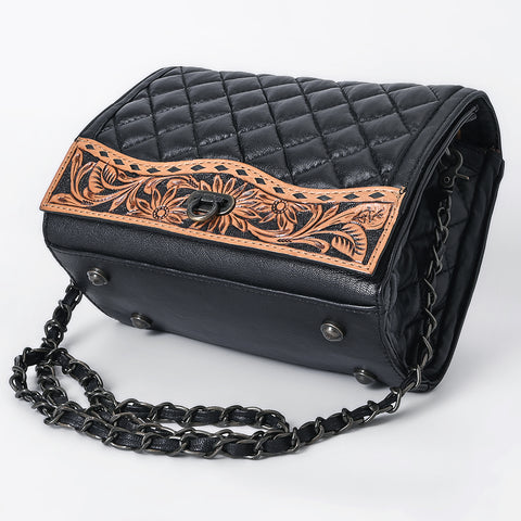 American Darling Quilted Leather Crossbody | Hand-Tooled Floral Accent Purse