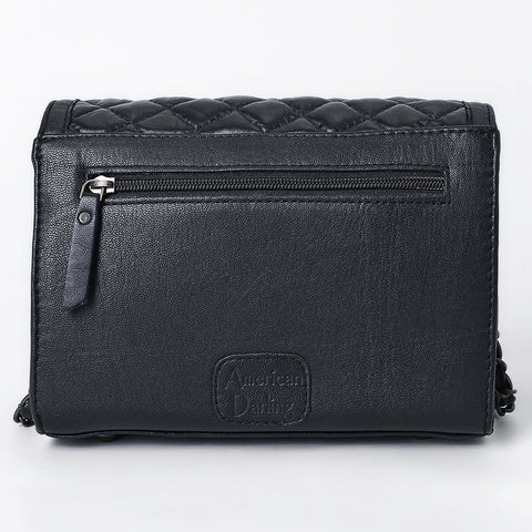 American Darling Quilted Leather Crossbody | Hand-Tooled Floral Accent Purse