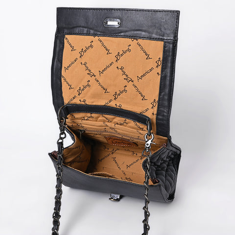 American Darling Quilted Leather Crossbody | Hand-Tooled Floral Accent Purse