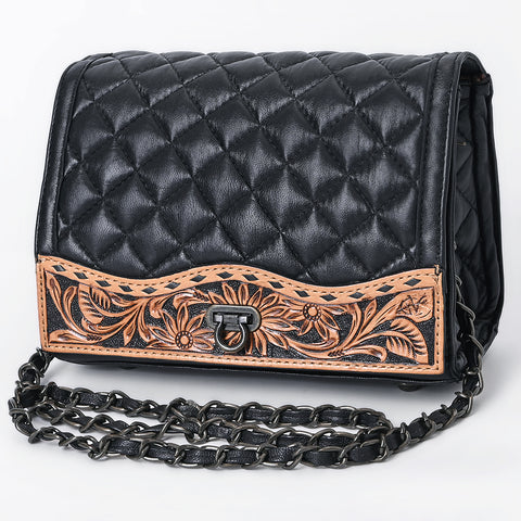 American Darling Quilted Leather Crossbody | Hand-Tooled Floral Accent Purse