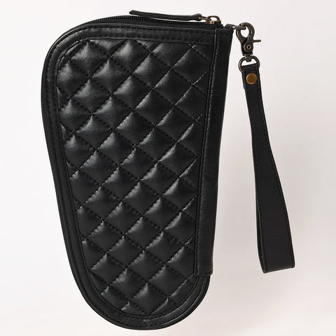 ADGC108 Black Quilted & Tooled Leather Pistol Case - Western Daisy by American Darling