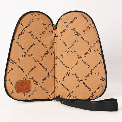 ADGC108 Black Quilted & Tooled Leather Pistol Case - Western Daisy by American Darling