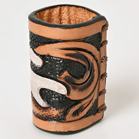 American Darling Hand Tooled Leather Scarf Ring - Vegetable-Tanned Western Scarf Slide