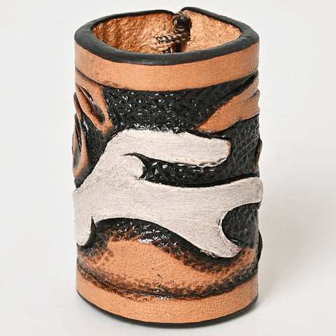 American Darling Hand Tooled Leather Scarf Ring - Vegetable-Tanned Western Scarf Slide