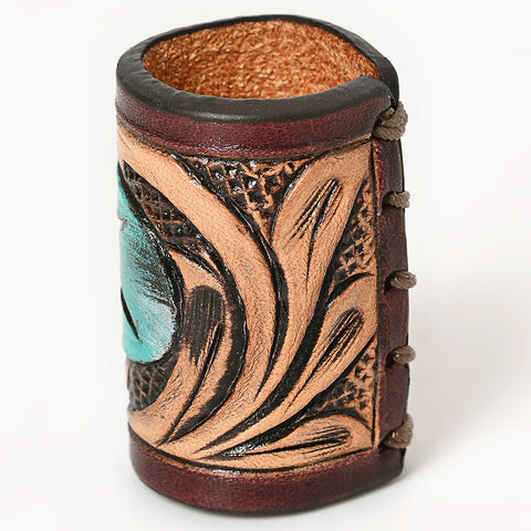 American Darling Hand Tooled Leather Scarf Ring - Vegetable-Tanned Western Scarf Slide