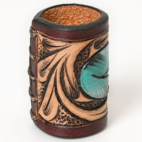 American Darling Hand Tooled Leather Scarf Ring - Vegetable-Tanned Western Scarf Slide