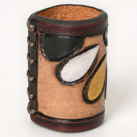 ADSRG104 American Darling Hand Tooled Leather Scarf Ring - Vegetable-Tanned Western Scarf Slide