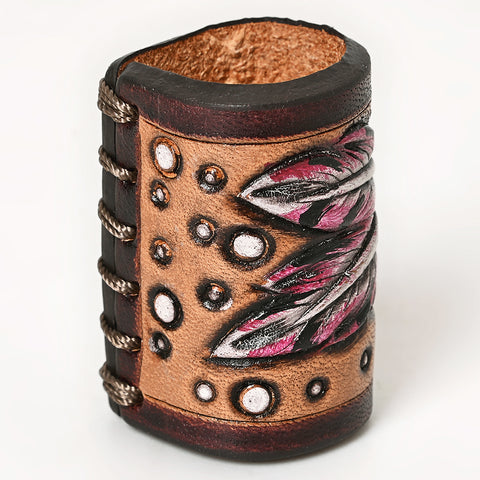 American Darling Hand Tooled Leather Scarf Ring - Vegetable-Tanned Western Scarf Slide