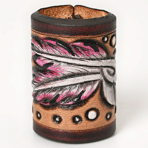 American Darling Hand Tooled Leather Scarf Ring - Vegetable-Tanned Western Scarf Slide