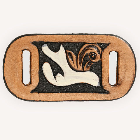 American Darling Hand Tooled Leather Scarf Ring - Vegetable-Tanned Sunflower Scarf Slide