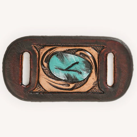 American Darling Hand Tooled Leather Scarf Ring - Vegetable-Tanned Sunflower Scarf Slide