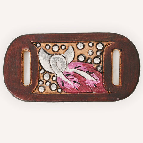 American Darling Hand Tooled Leather Scarf Ring - Vegetable-Tanned Sunflower Scarf Slide