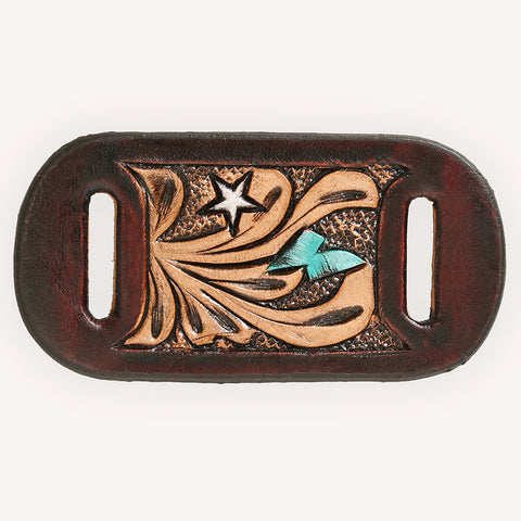 American Darling Hand Tooled Leather Scarf Ring - Vegetable-Tanned Sunflower Scarf Slide