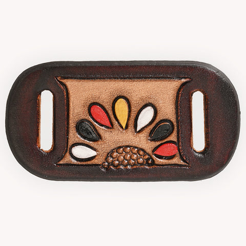 American Darling Hand Tooled Leather Scarf Ring - Vegetable-Tanned Sunflower Scarf Slide