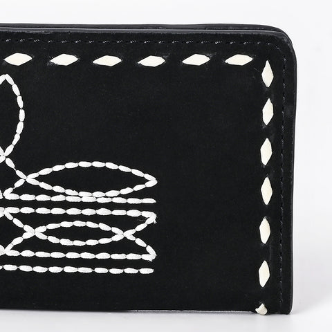 American Darling Black Genuine Suede Clutch Bag | Western Boot Stitched Wallet