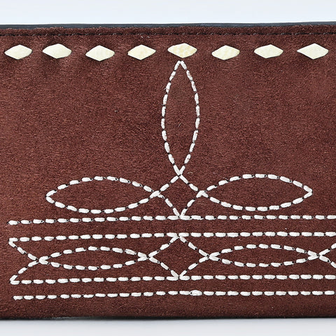 American Darling Genuine Suede Clutch Bag | Western Boot Stitched Wallet