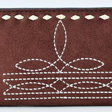 ADBG1687 Suede Leather Wallet with White Whipstitch Embroidery - Western Style