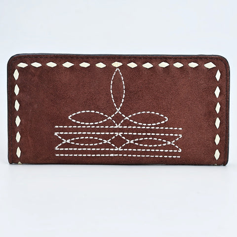American Darling Genuine Suede Clutch Bag | Western Boot Stitched Wallet
