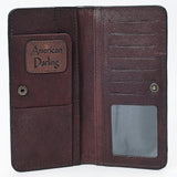 ADBG1687 Suede Leather Wallet with White Whipstitch Embroidery - Western Style