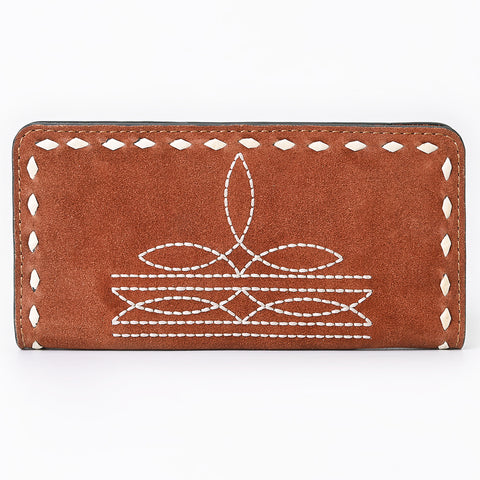 American Darling Genuine Suede Clutch Bag | Western Boot Stitched Wallet