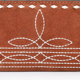 ADBG1687 Suede Leather Wallet with White Whipstitch Embroidery - Western Style