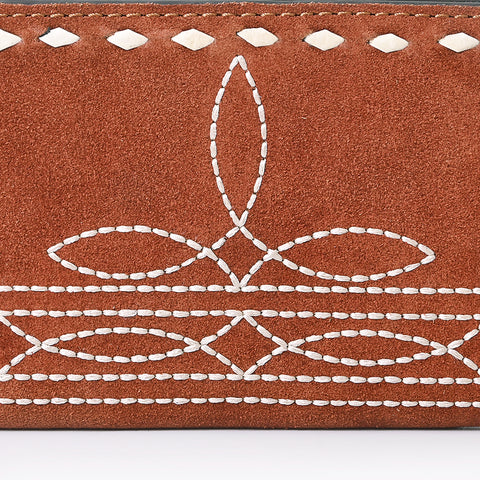 American Darling Genuine Suede Clutch Bag | Western Boot Stitched Wallet