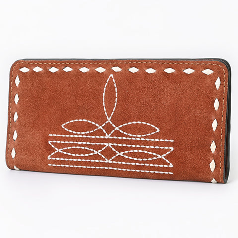 American Darling Genuine Suede Clutch Bag | Western Boot Stitched Wallet
