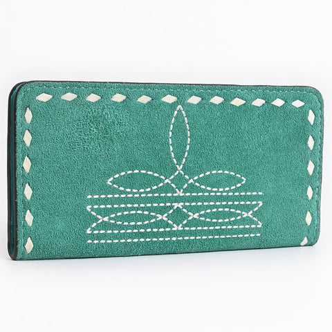 American Darling Genuine Suede Clutch Bag | Western Boot Stitched Wallet