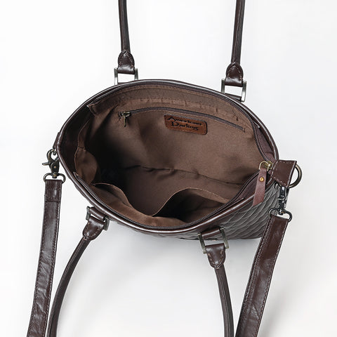 American Darling Quilted Leather Tote Bag | Hand-Tooled Floral Accent Carryall
