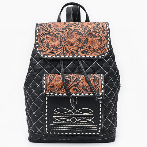 American Darling Hand Tooled Quilted Genuine Leather Backpack