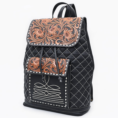 American Darling Hand Tooled Quilted Genuine Leather Backpack