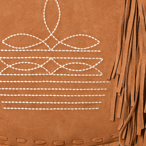 American Darling Fringe Boot Stitched Genuine Leather Large Cross body Bag