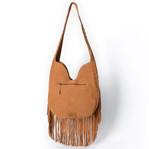 American Darling Fringe Boot Stitched Genuine Leather Large Cross body Bag