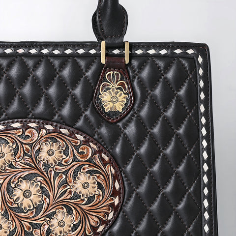 American Darling Hand Tooled Floral Carved Genuine Leather Tote Bag