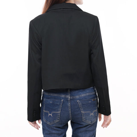 American Darling Fabric Western Blazer with Harness Leather Lapels