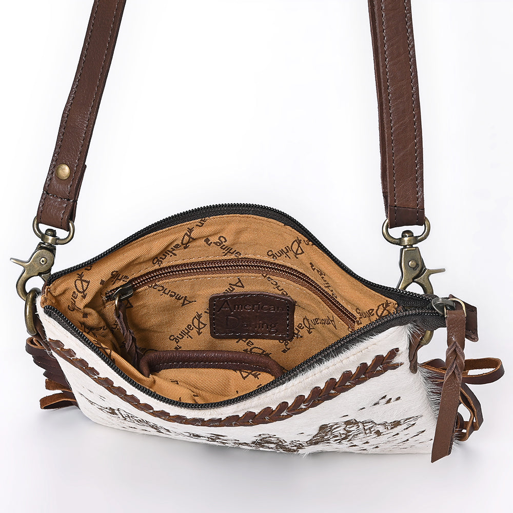 ADBGM554 Cowhide Crossbody Bag with Desert Riders Scene - Western Fringe Leather Purse