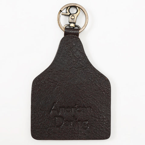 ADKRM134 Hand-Painted Leather Keyring   Desert Cactus & Mountain Scene