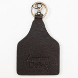 ADKRM134 Hand-Painted Leather Keyring � Desert Cactus & Mountain Scene
