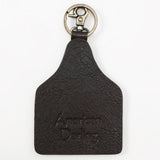 ADKRM136 Hand-Painted Leather Keyring � Prickly Pear Cactus with Blossoms