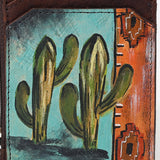 ADCCM113 Hand-Painted Leather Card Holder - Southwestern Cactus Design