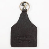ADKRM137 Hand-Painted Leather Keyring � Twin Cactus & Aztec Blanket Design