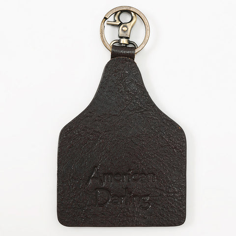 ADKRM138 Hand-Painted Tipi Leather Keyring   Western Tribal Landscape Art