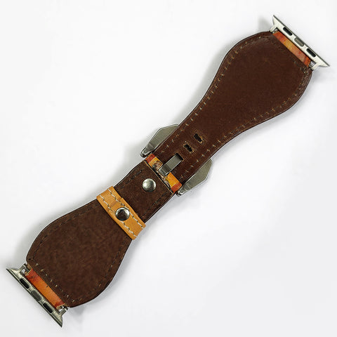 American Darling Hand Painted Leather I watch Strap - Western Prickly Pear Cactus Series