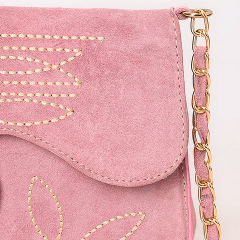 American Darling Boot Stitched Genuine Suede Leather Small Cross body Bag