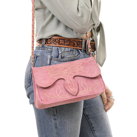 American Darling Boot Stitched Genuine Suede Leather Small Cross body Bag