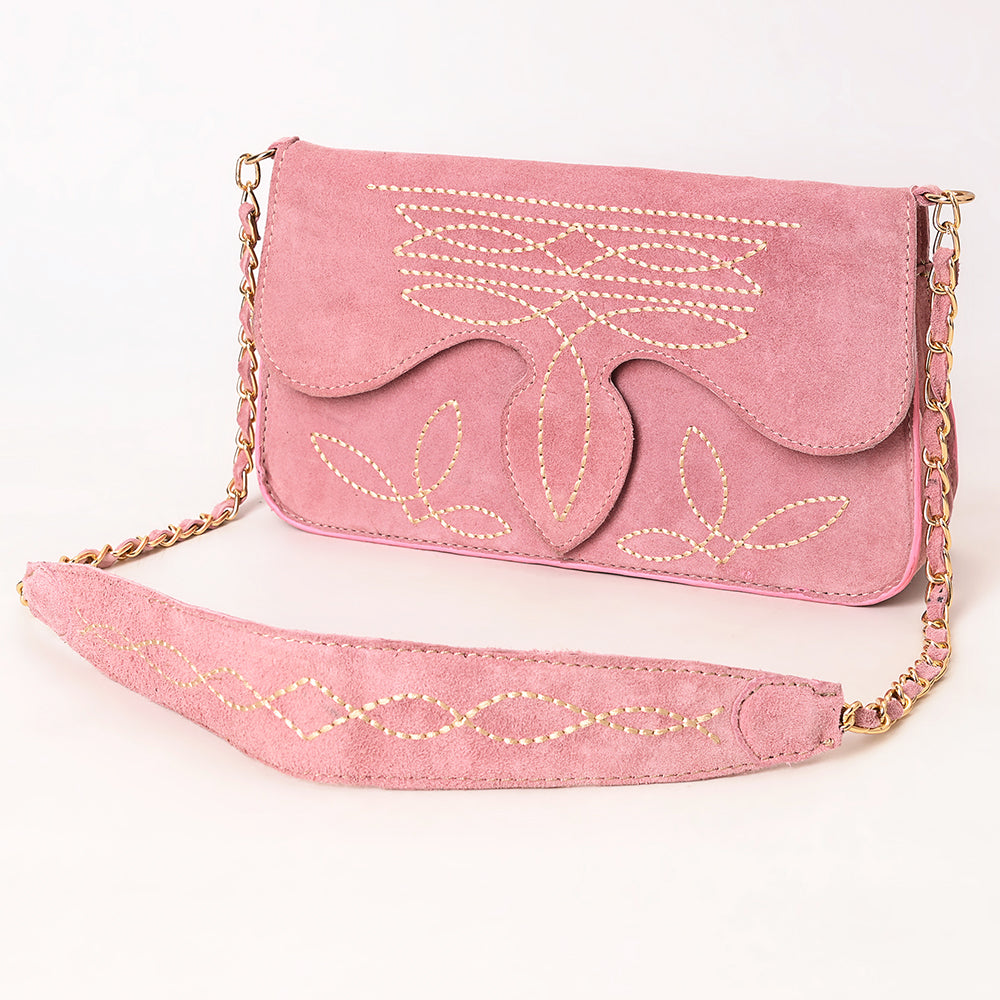 ADBGA692 Western Clutch Crossbody Bag with Cream Embroidery & Chain Strap