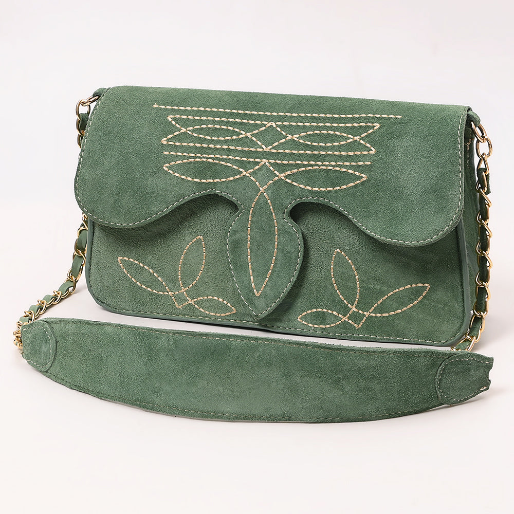 ADBGA692 Western Clutch Crossbody Bag with Cream Embroidery & Chain Strap