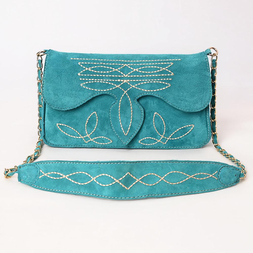 ADBGA692 Western Clutch Crossbody Bag with Cream Embroidery & Chain Strap