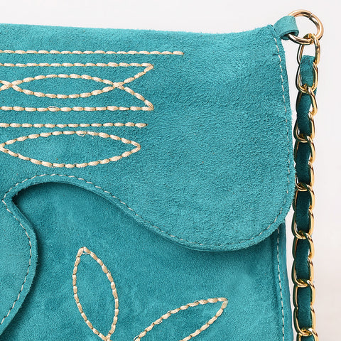 American Darling Boot Stitched Genuine Suede Leather Small Cross body Bag